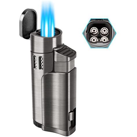 Briquet Tempête Gaz Rechargeable Briquet Torche Briquet Chalumeau 4 Jet