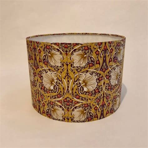 William Morris Pimpernel Drum Lampshade In Claret And Gold Fait Par Moi