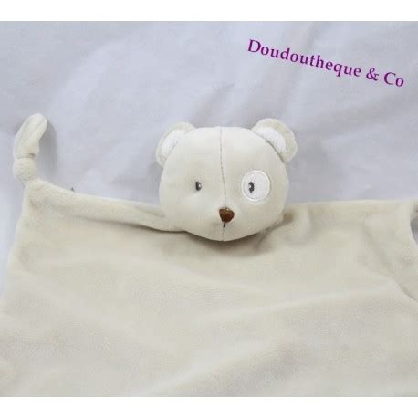 Doudou Plat Ours Kimbaloo Beige Cr Me Cocard Blanc Noeuds Sos D