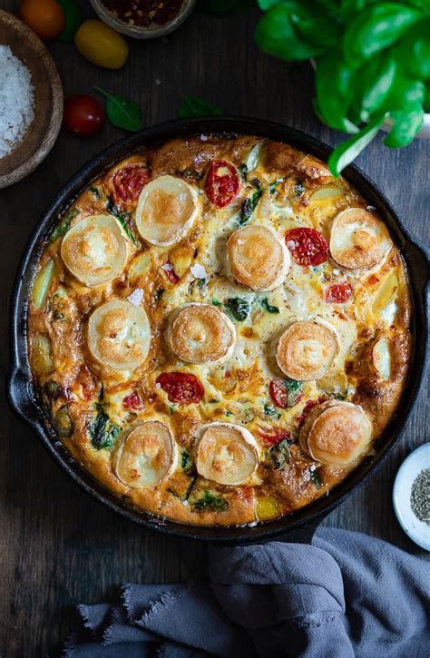 A Delicious Vegetarian Goats Cheese Frittata Packed With Tomatoes