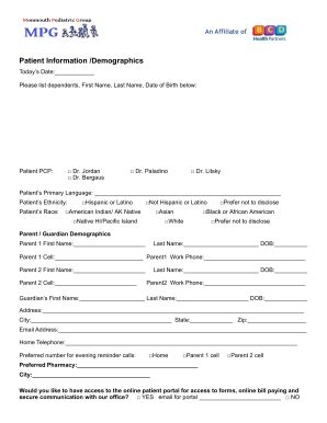 Fillable Online Patient Information Demographics Fax Email Print