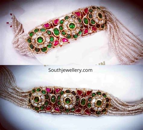 Pearl Choker With Floral Kundan Pendant Indian Jewellery Designs