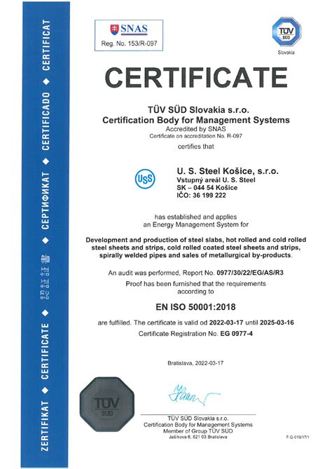 U S Steel Košice Certificates