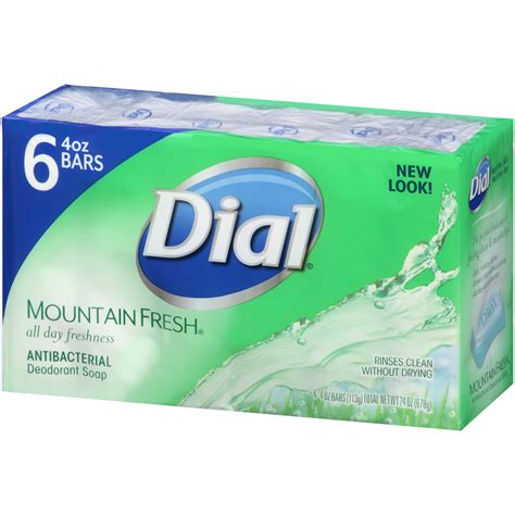 Dial Antibacterial Deodorant Bar Soap Mountain Fresh 4 Ounce 6 Bars