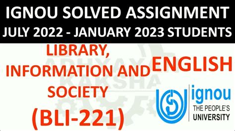 Bli 221 English Library Information And Society Ignou Solved Assignment 2022 2023 July 22