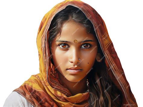 Premium Ai Image A Beautiful Indian Village Girl In A Tribal Headscarf Showcasing Rustic