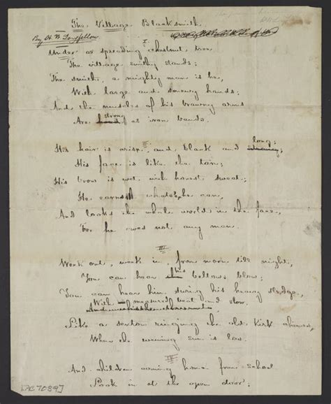 The Village Blacksmith Poem By Henry Wadsworth Longfellow Ca 1840