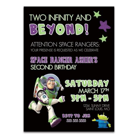 Toy Story Invitation Two Infinity And Beyond Birthday Party Etsy