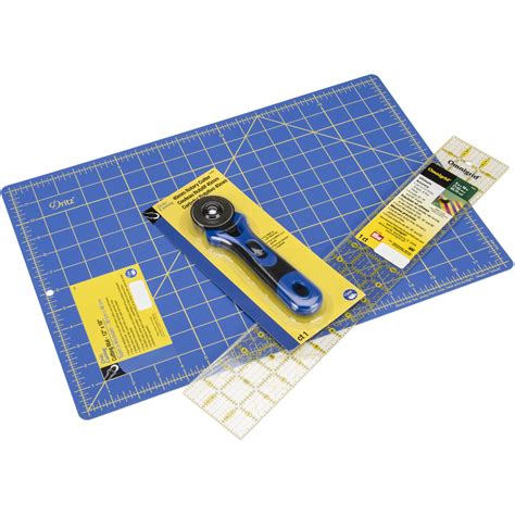 Dritz Rotary Cutting Kit, Rotary Cutter, Cutting Mat, Omnigrid Ruler ...