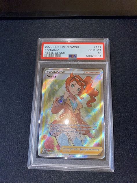 2020 Pokémon Swsh Sonia Full Art Rebel Clash 192 Psa 10 Gem Mint Ebay