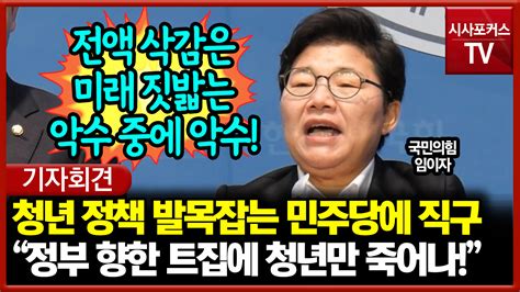 임이자 민주당 청년 예산 삭감 청년·대한민국 미래 짓밟는 악수 중 악수