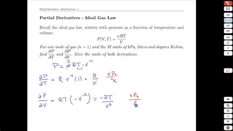 Unit 18 8 Partial Derivatives Ideal Gas Law MATH 121 YouTube