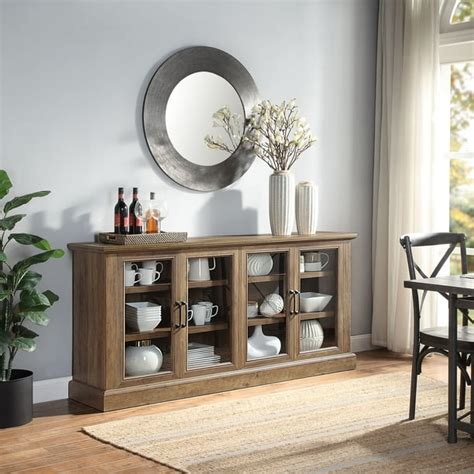 BELLEZE Liam 70" Rustic Farmhouse Wood Sideboard Universal Stand 4 ...