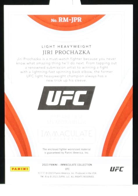 2023 Panini Immaculate Collection UFC Jiri Prochazka Remarkable Patch