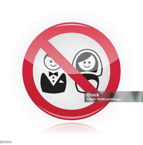 No Marriage No Wedding No Love Warning Red Sign Stock Illustration