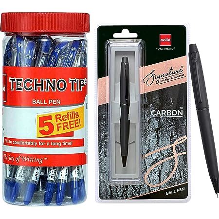 Cello Signature Carbon Ball Pen Blue Ball Pen Pack Of Technotip