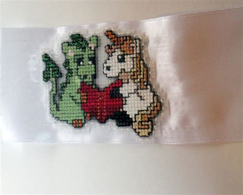 Dragon and Unicorn Cross Stitch Bookmark - Etsy