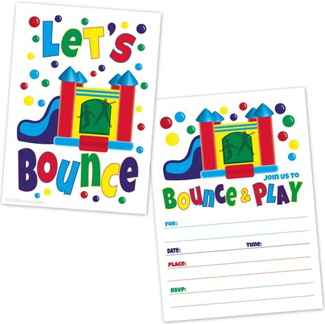 Ondtom Bounce House Jump Birthday Party Invitations With