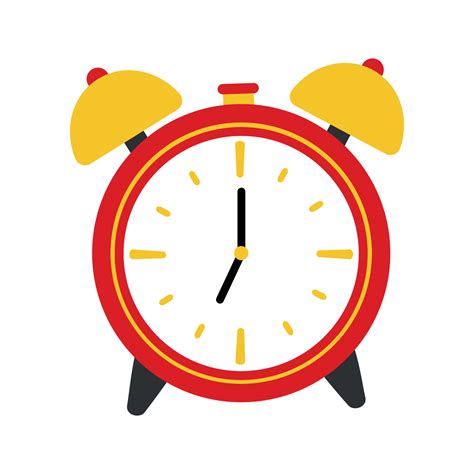 Flat Red Alarm Clock Icon Clipart Animated Cartoon Vector Illustration ...