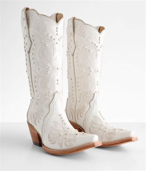 Ariat Pearl Leather Western Boot Womens Shoes In Pearl White