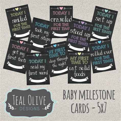 Baby Milestone Cards DIY Printable 5x7 Cards Chalkboard - Etsy