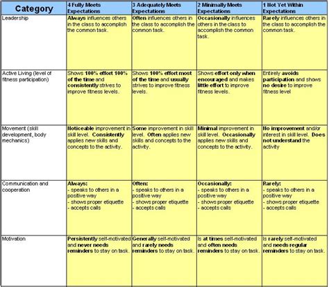 Pe Rubric And Assessment Tools Daniel Mccloud Edu 543 Resources Project