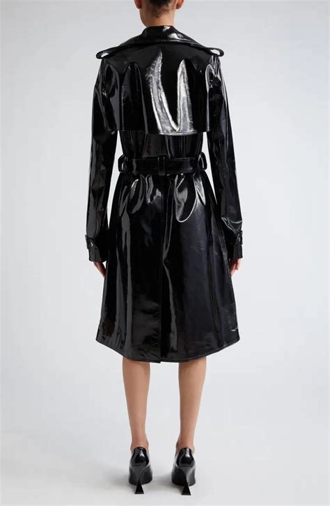 Laquan Smith Crinkle Patent Leather Trench Coat Nordstrom In