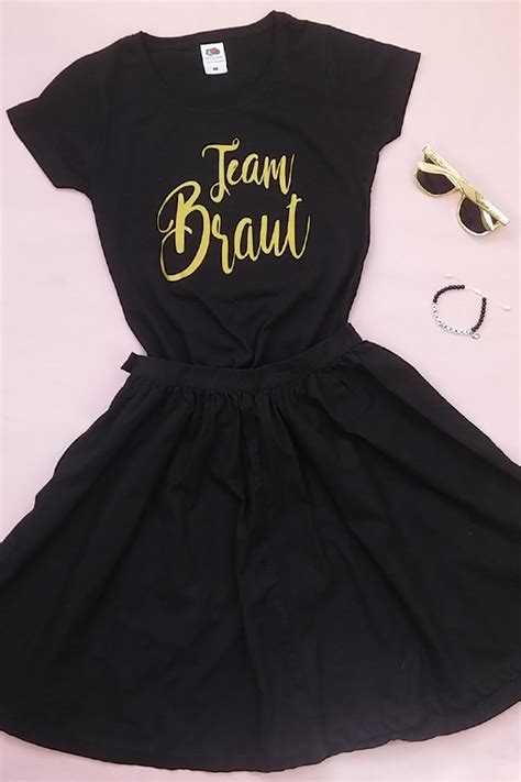 Top Team Braut Jga Shirt Glamour Schwarz Mit Goldener Schrift