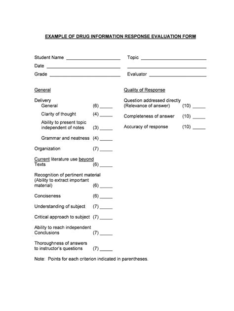 Fillable Online Pharmacy Ouhsc Example Of Drug Information Response