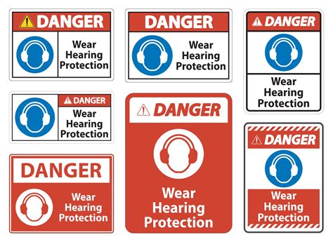 Danger Wear hearing protection sign on white background 2890592 Vector ...