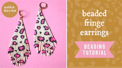 Beaded Fringe Earring Tutorial For Beginners With Leopard Print Design