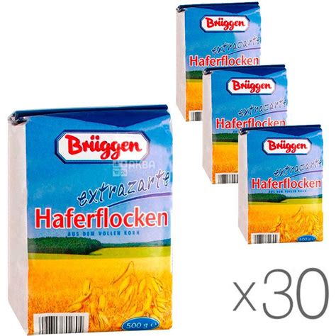 Bruggen, 500 г, Упаковка 30 шт., Брюгген Пластівці вівсяні, з цільного ...