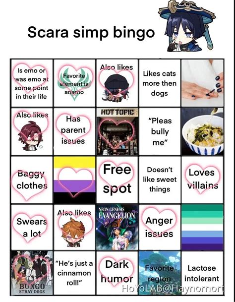 Scara Simp Bingo Genshin Impact Hoyolab