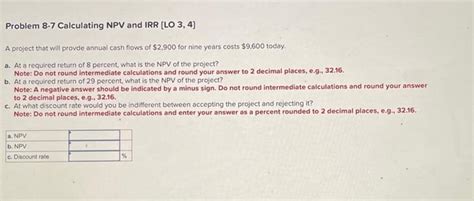 Problem Calculating Npv And Irr Lo A Chegg