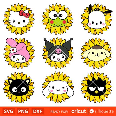 Sunflower Sanrio Characters Bundle Svg, Sanrio Svg, Hello Kitty Svg, Kawaii Svg, Cricut ...