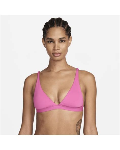 Nike Swim Essential Bikini Bralette In Pink Lyst