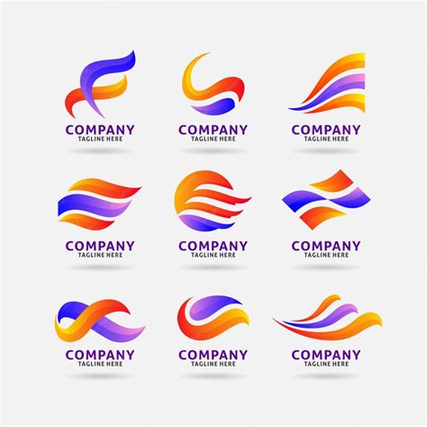 Premium Vector | Collection of abstract wavy logo