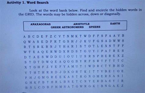 Solved Activity 1 Word Search Look At The Word Bank Below Find And