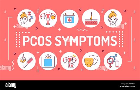 Pcos Symptoms Word Lettering Typography Female Reproductive System