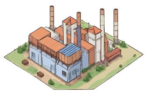 Un Dessin D Une Usine Avec Un B Timent Et Une Usine Sur Le Dessus