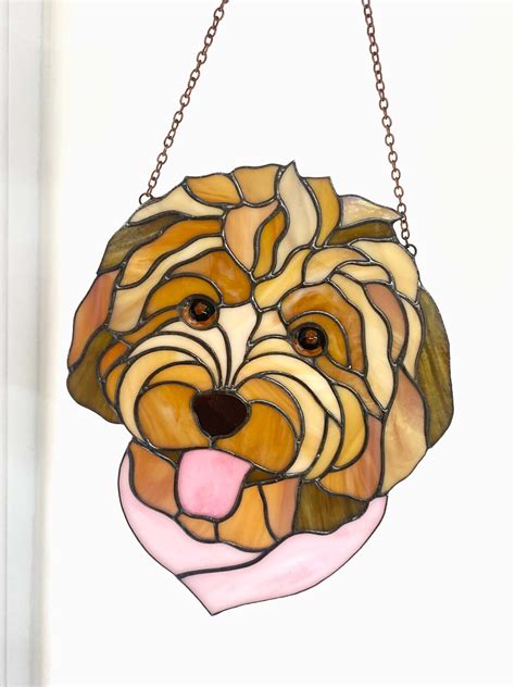 Dog Portrait Stained Glass Suncatcher Pet Custom Pet Lover - Etsy