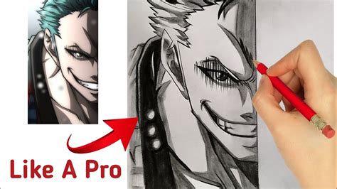 How To Draw Half Face Zoro One Piece Zoro Drawing Tutorial Anime