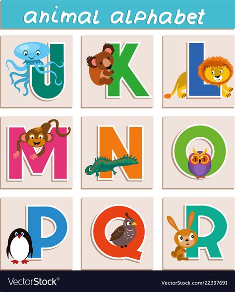 Cartoon animal alphabet Royalty Free Vector Image