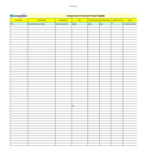 Excel Product Inventory Template