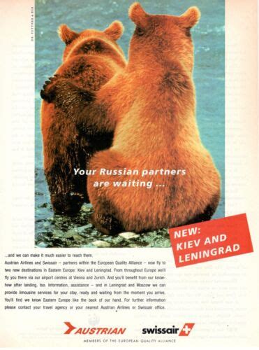 Aua Austrian Airlines Advertising Page Original Fly Kiev And