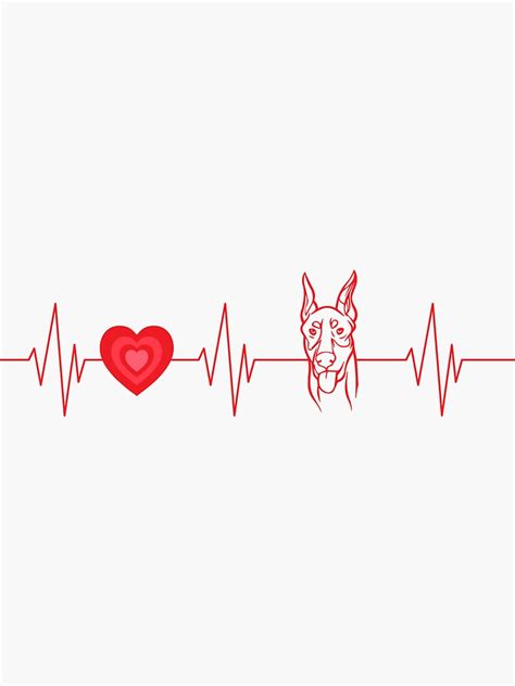 Doberman Heartbeat Dog Doberman Lovers Cool Design Sticker For Sale