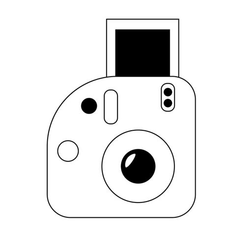 Cartoon instant vintage camera in black and white 34138353 Vector Art ...