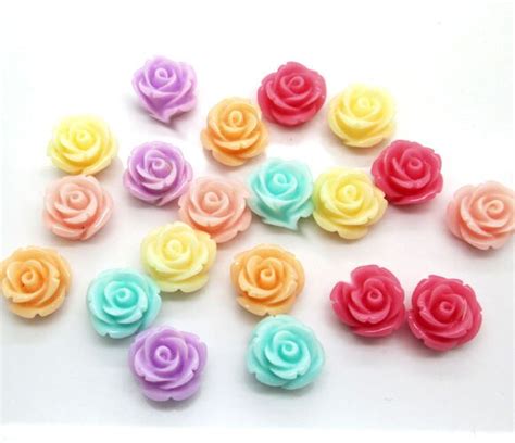 Pcs Mm Mixed Resin Flower Decoration Crafts Kawaii Bead Flatback