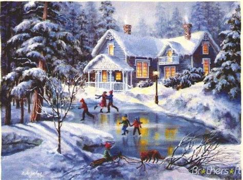 Merry Christmas Winter Painting Christmas Scenes Eve Painting