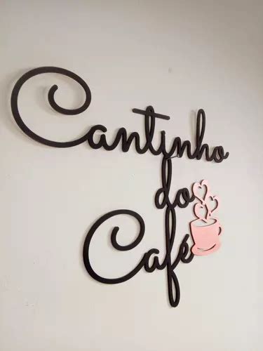 Frase Cantinho Do Café Letras Mdf Preto Rose Gold 32x37cm